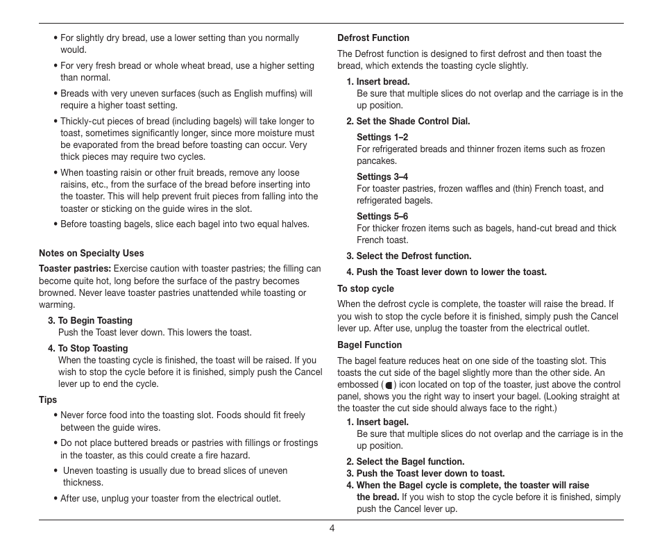 Cuisinart 2-Slice Long Slot Motorized CPT-2000 User Manual | Page 4 / 9