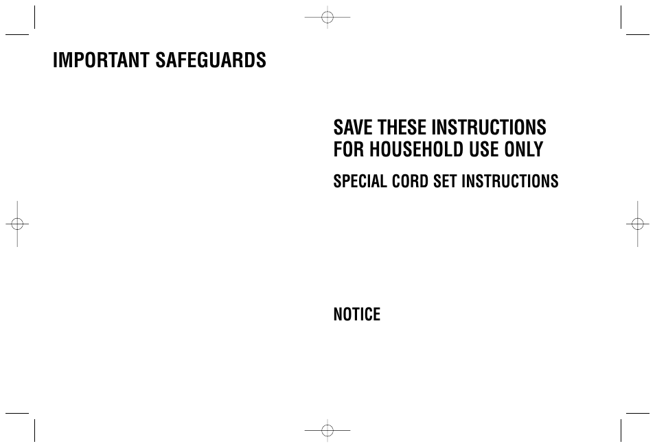 Important safeguards, Save these instructions for household use only, Special cord set instructions | Notice | Cuisinart Grill & Griddle User Manual | Page 2 / 16