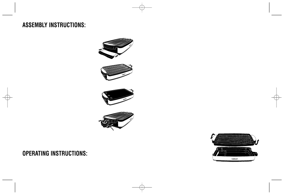 Assembly instructions, Operating instructions | Cuisinart Grill & Griddle User Manual | Page 4 / 16