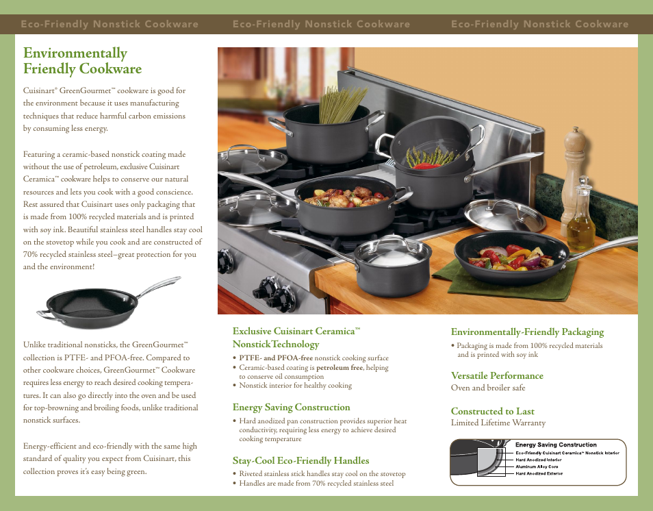 Environmentally friendly cookware | Cuisinart Green Gourmet Eco-Friendly Nonstick Cookware User Manual | Page 2 / 2