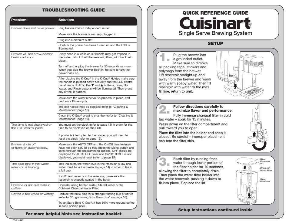 Cuisinart PG-25144C User Manual | 2 pages