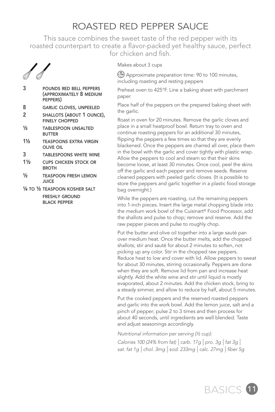 Basics, Roasted red pepper sauce | Cuisinart 14-CUP User Manual | Page 11 / 71