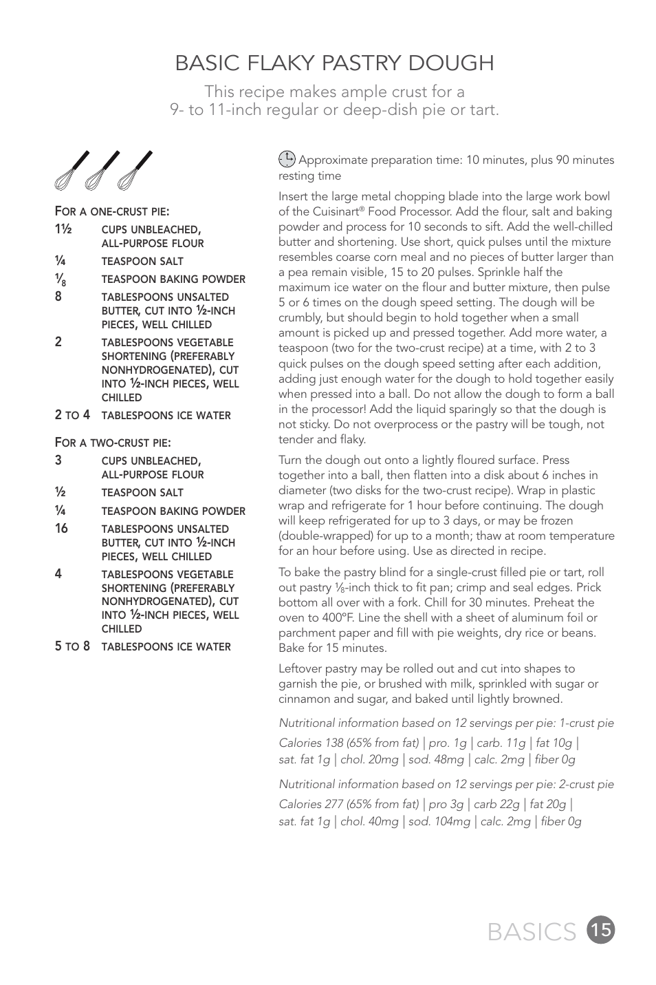 Basics, Basic flaky pastry dough | Cuisinart 14-CUP User Manual | Page 15 / 71