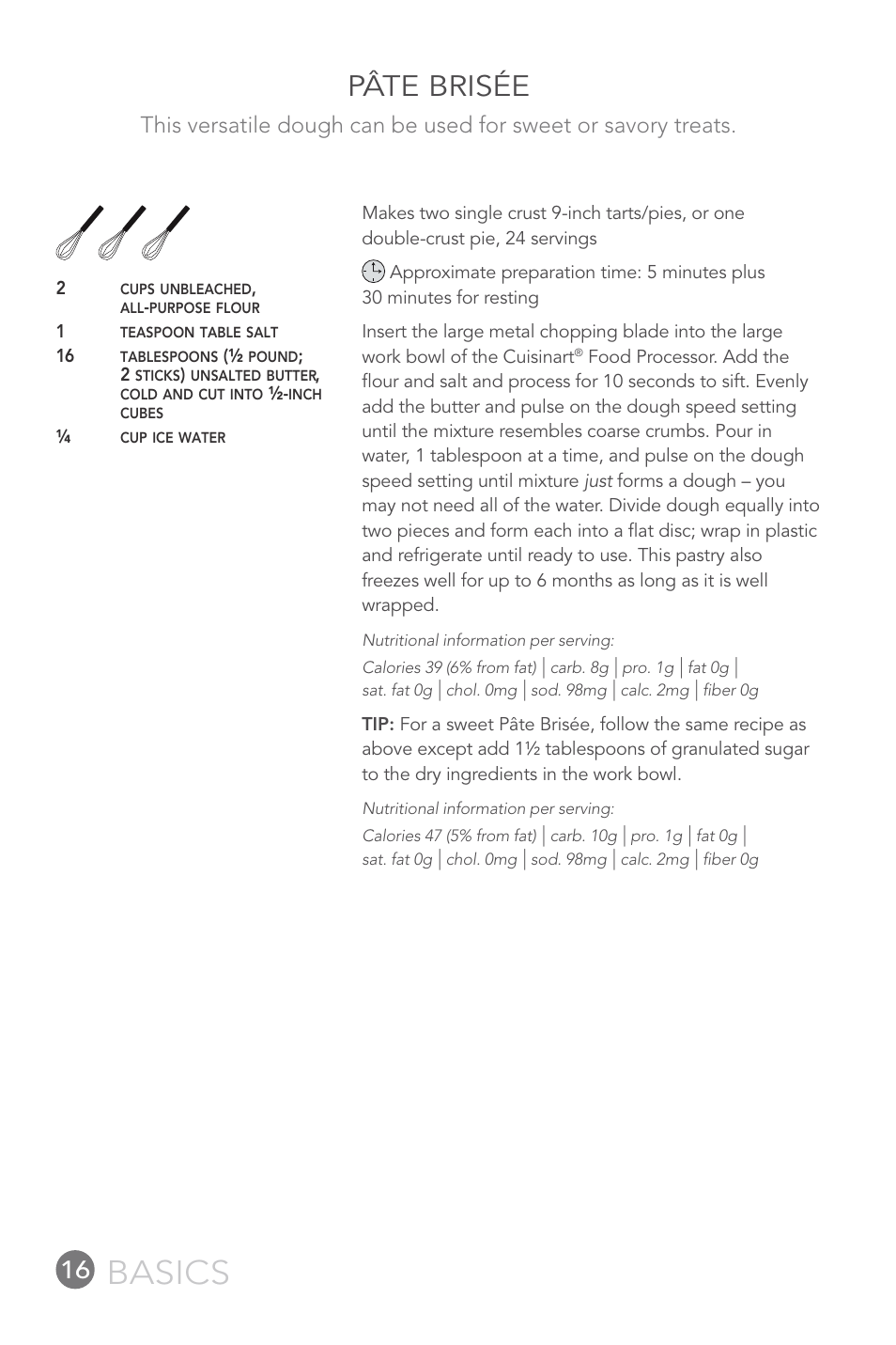 Basics, Pâte brisée | Cuisinart 14-CUP User Manual | Page 16 / 71