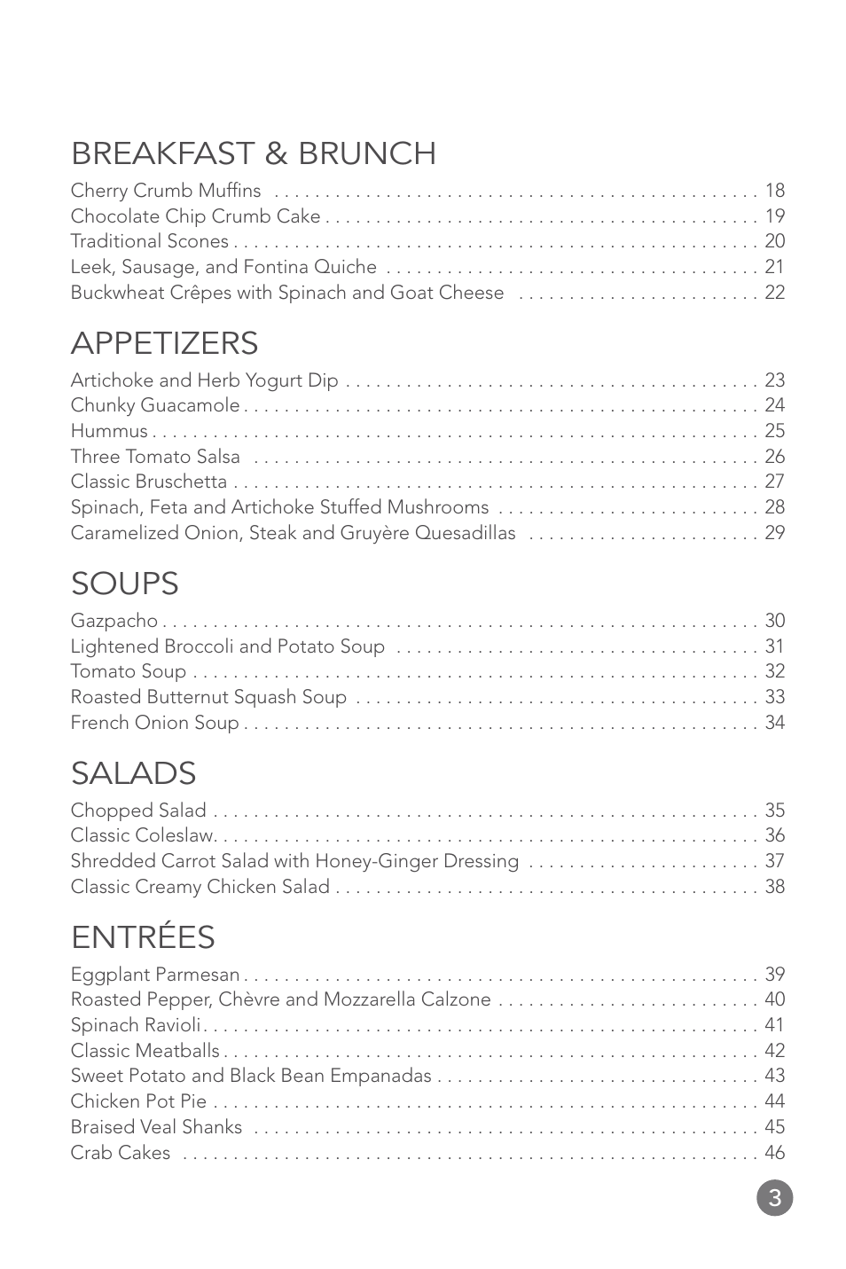 Breakfast & brunch, Appetizers, Soups | Salads, Entrées | Cuisinart 14-CUP User Manual | Page 3 / 71