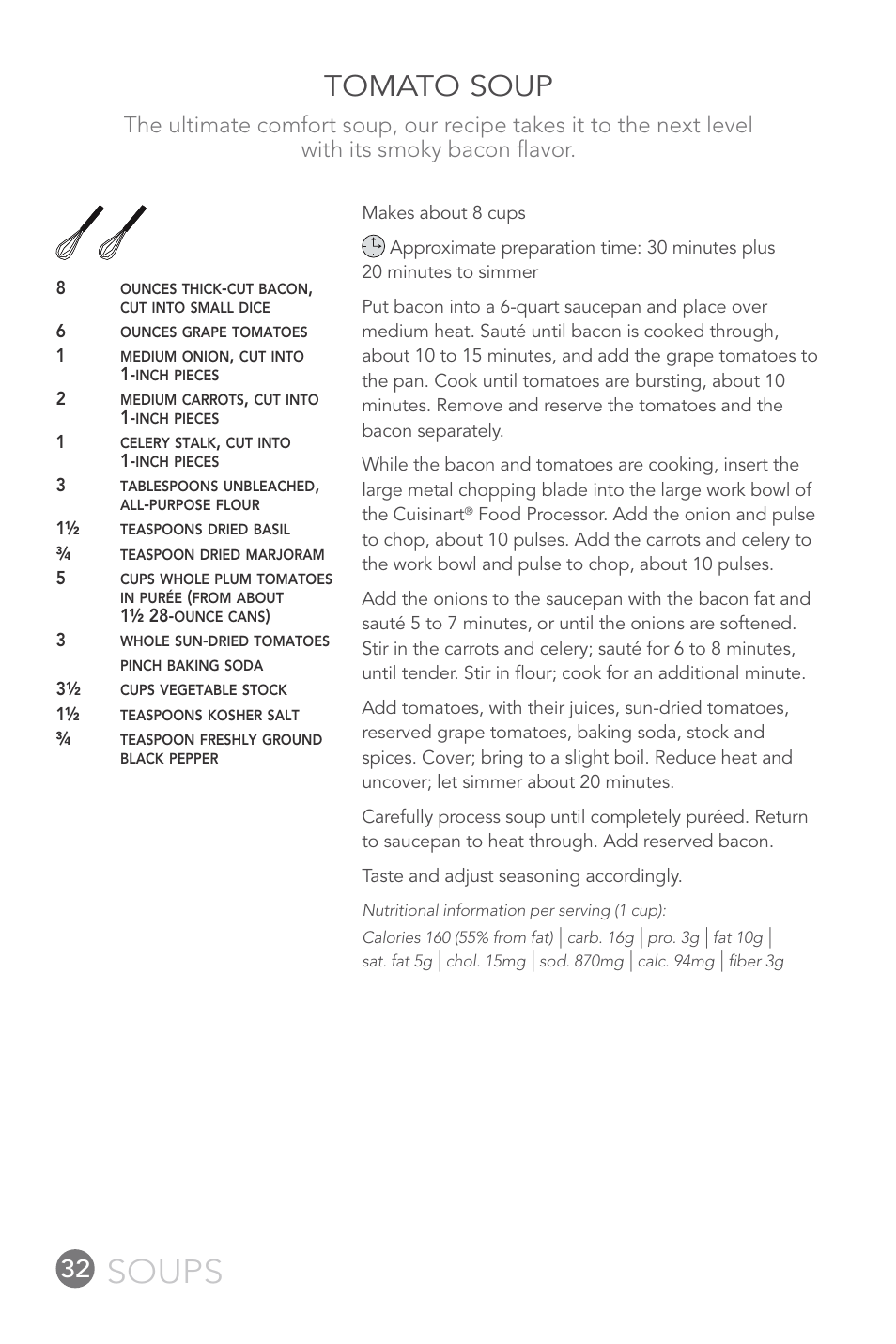 Soups, Tomato soup | Cuisinart 14-CUP User Manual | Page 32 / 71