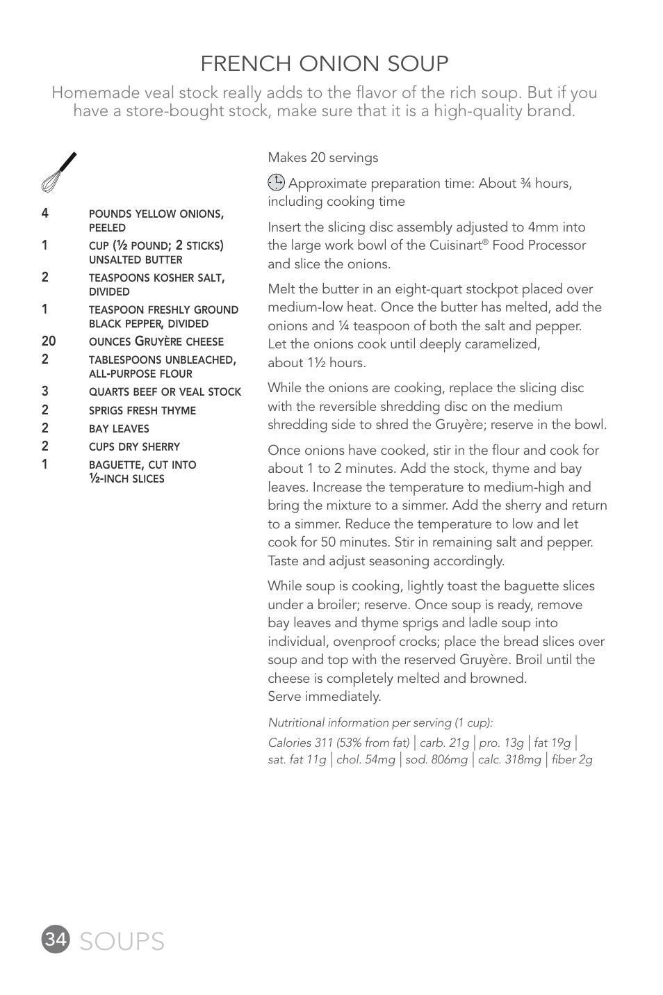 Soups, French onion soup | Cuisinart 14-CUP User Manual | Page 34 / 71