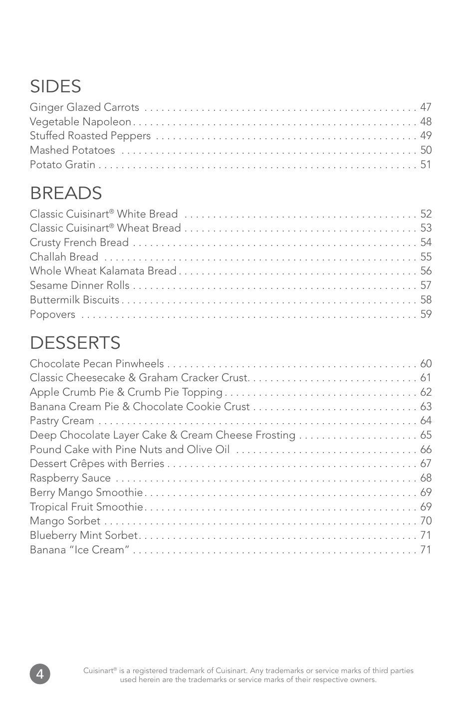 Sides, Breads, Desserts | Cuisinart 14-CUP User Manual | Page 4 / 71