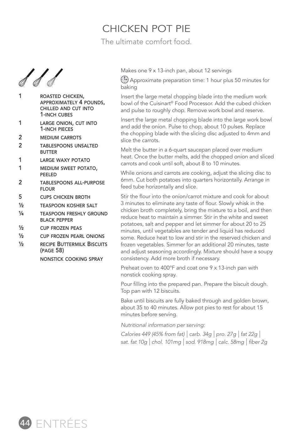 Entrées, Chicken pot pie, The ultimate comfort food | Cuisinart 14-CUP User Manual | Page 44 / 71