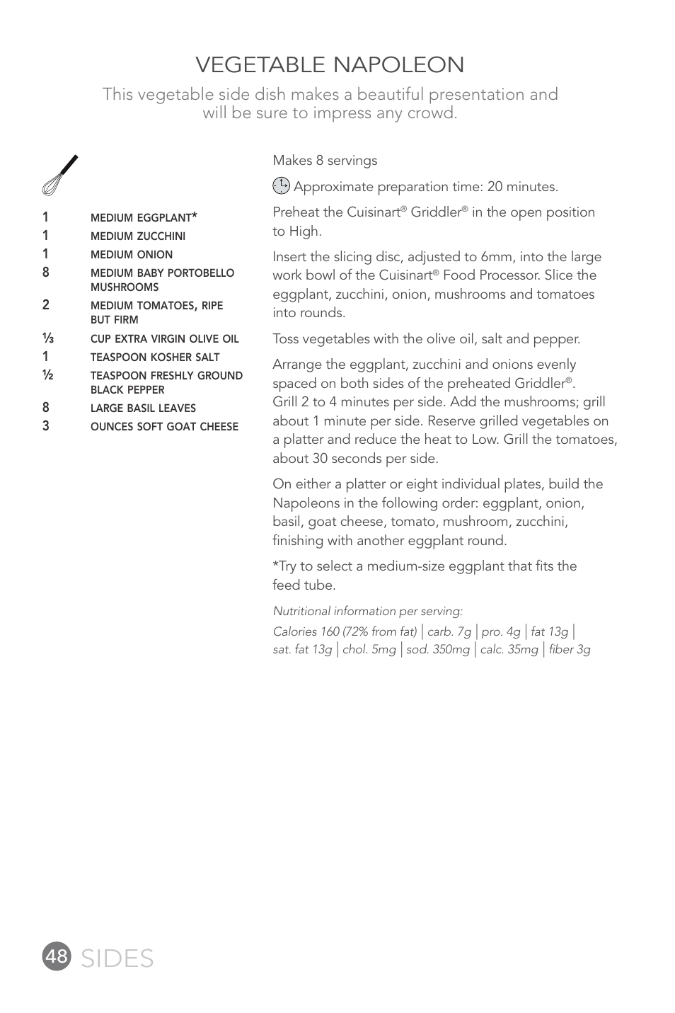 Sides, Vegetable napoleon | Cuisinart 14-CUP User Manual | Page 48 / 71