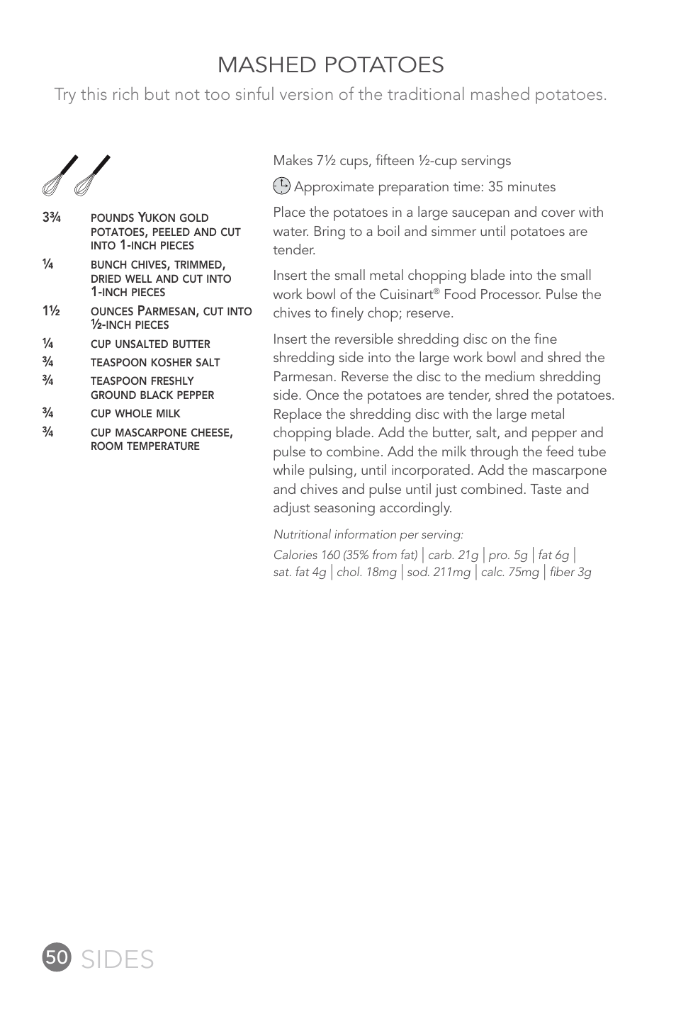 Sides, Mashed potatoes | Cuisinart 14-CUP User Manual | Page 50 / 71