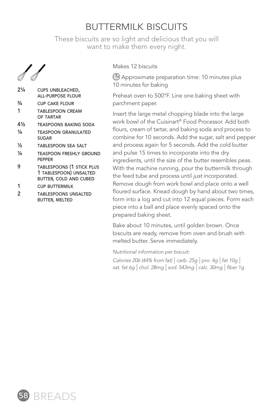 Breads, Buttermilk biscuits | Cuisinart 14-CUP User Manual | Page 58 / 71