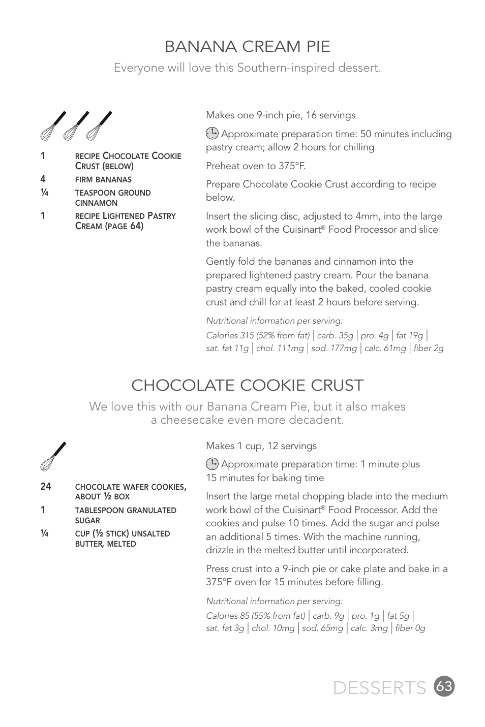 Desserts, Banana cream pie, Chocolate cookie crust | Everyone will love this southern-inspired dessert | Cuisinart 14-CUP User Manual | Page 63 / 71