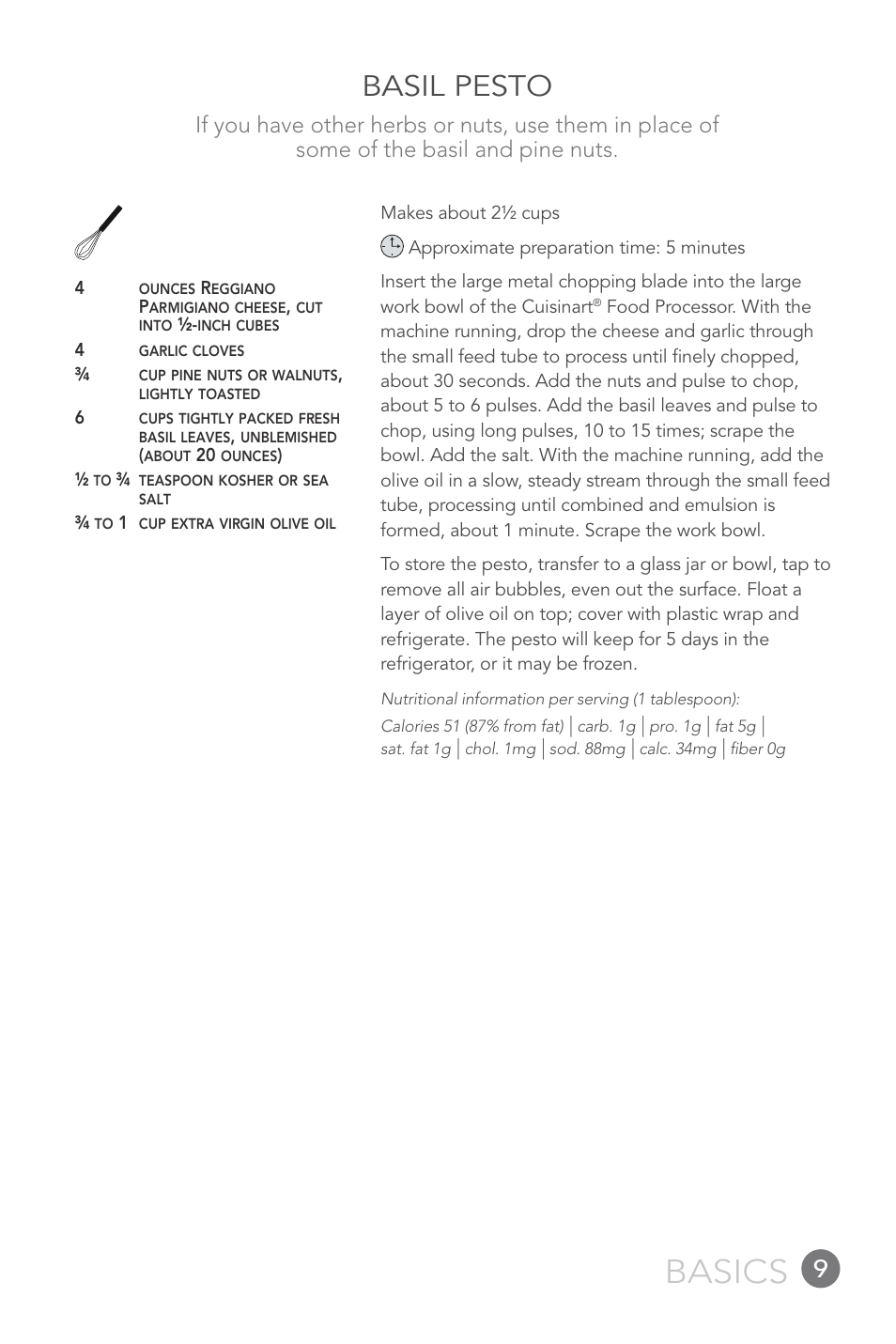 Basics, Basil pesto | Cuisinart 14-CUP User Manual | Page 9 / 71