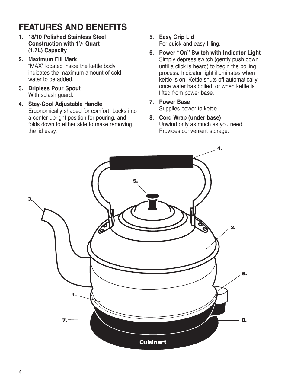 Features and benefits | Cuisinart RK-17 User Manual | Page 4 / 9