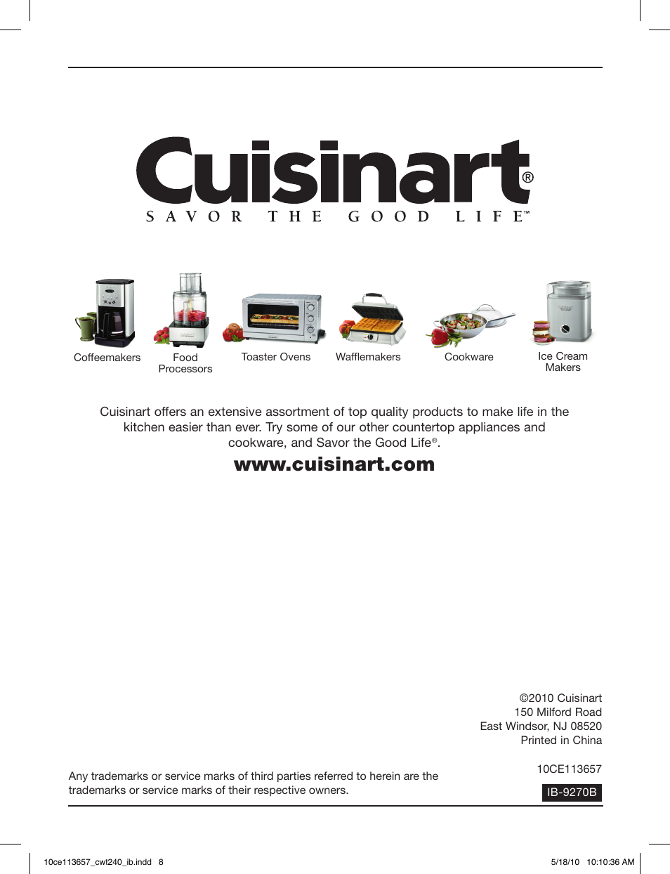 Cuisinart CWT-240 User Manual | Page 8 / 8