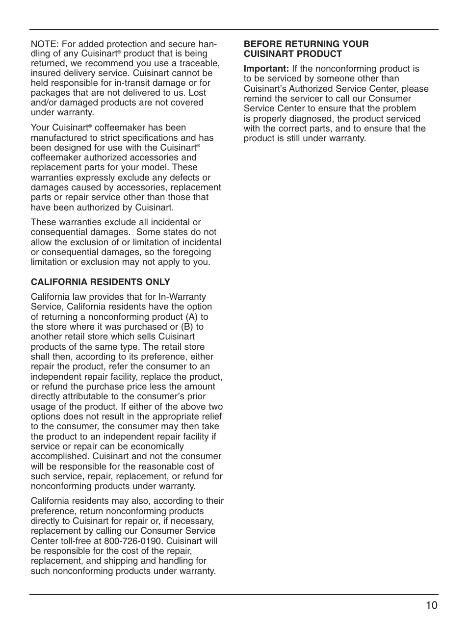 Cuisinart DCC-2000 Series User Manual | Page 11 / 13