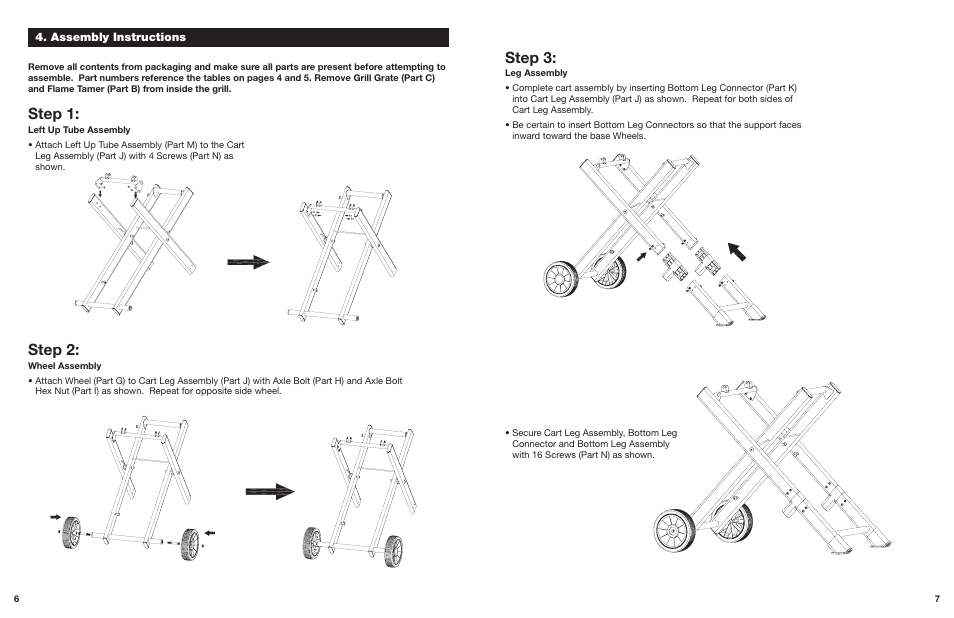 Step 1, Step 2, Step 3 | Cuisinart Roll-Away Portable LP Gas Grill CGG-240 User Manual | Page 4 / 9