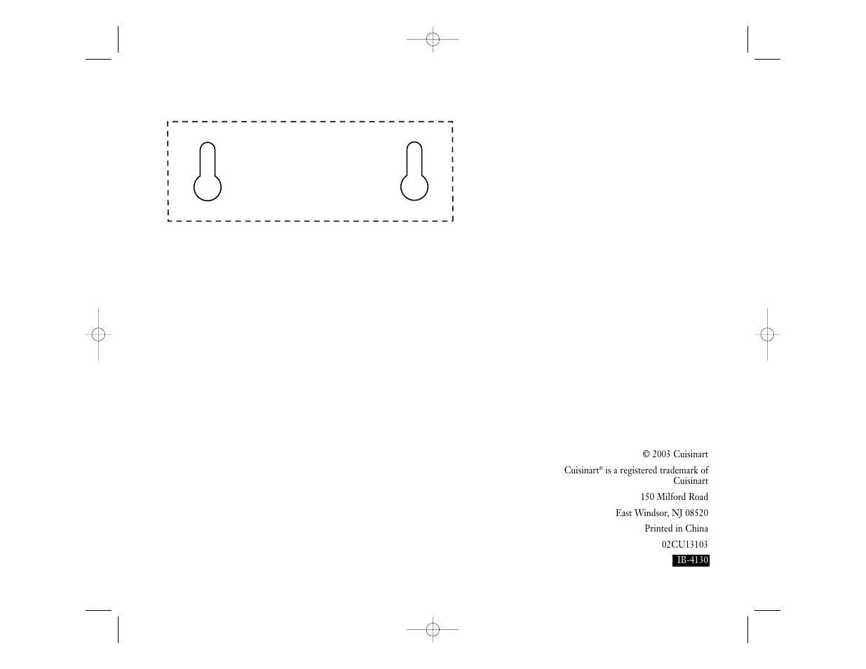 Template for wall mounting | Cuisinart CSB-44N User Manual | Page 16 / 16