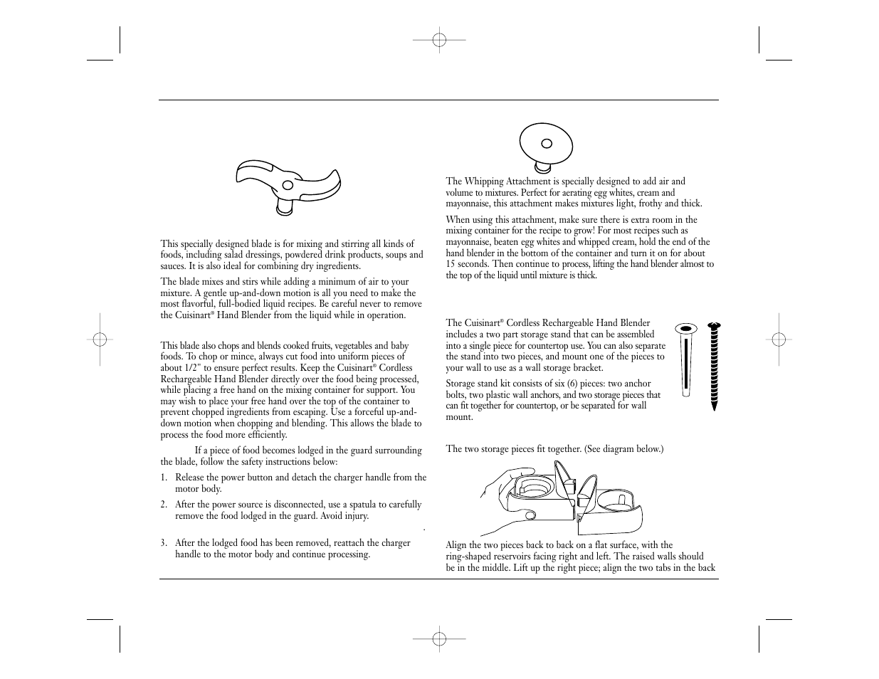 Attachments, Storage stand / wall brackets | Cuisinart CSB-44N User Manual | Page 8 / 16