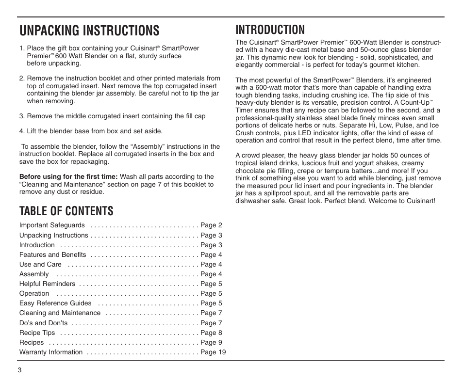 Cuisinart CBT-500C User Manual | Page 3 / 20