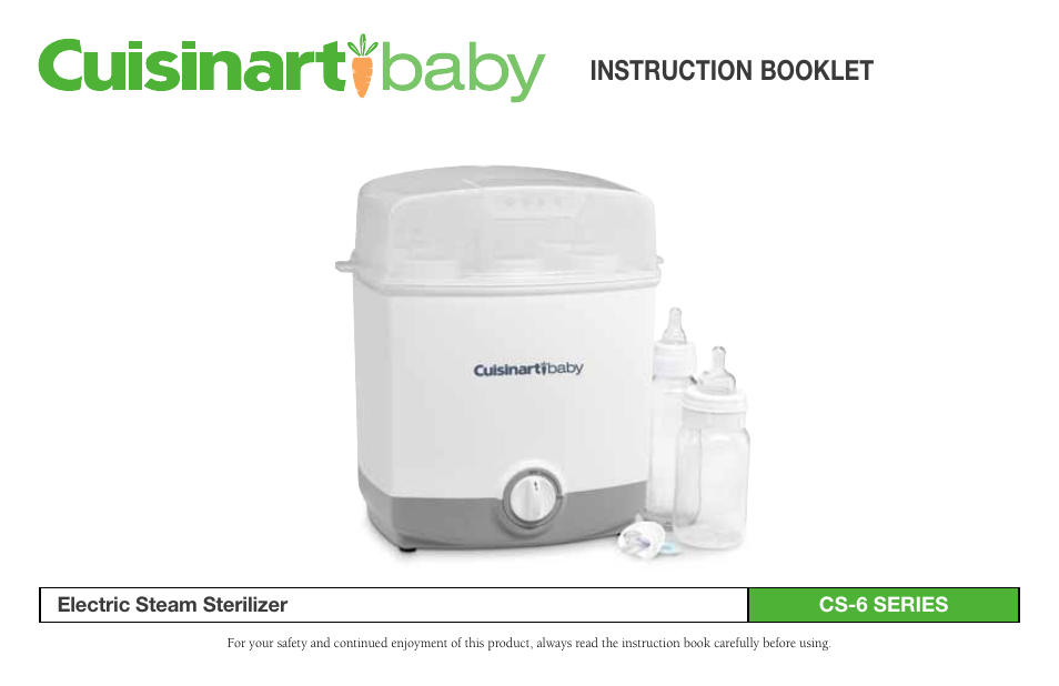 Cuisinart Baby Electric Steam Sterilizer CS-6 User Manual | 8 pages