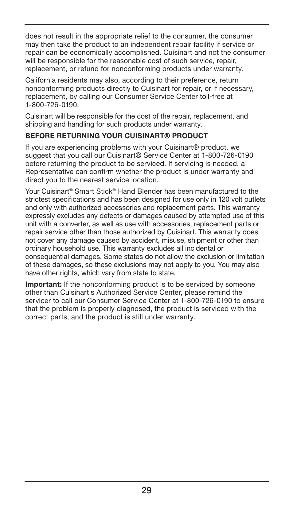 Cuisinart Smart Stick CSB-77 User Manual | Page 29 / 32