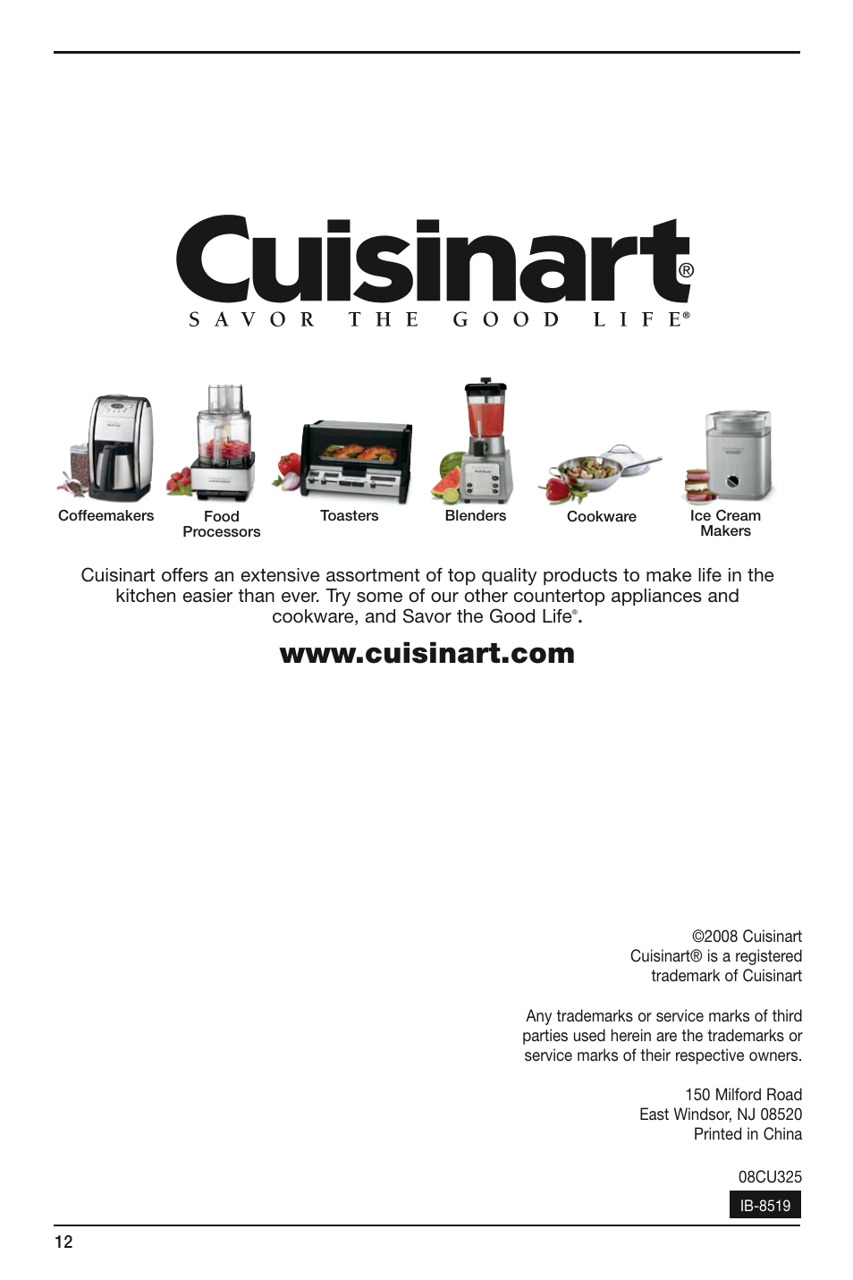 Cuisinart Brew Central DCC-2600 Series User Manual | Page 12 / 12