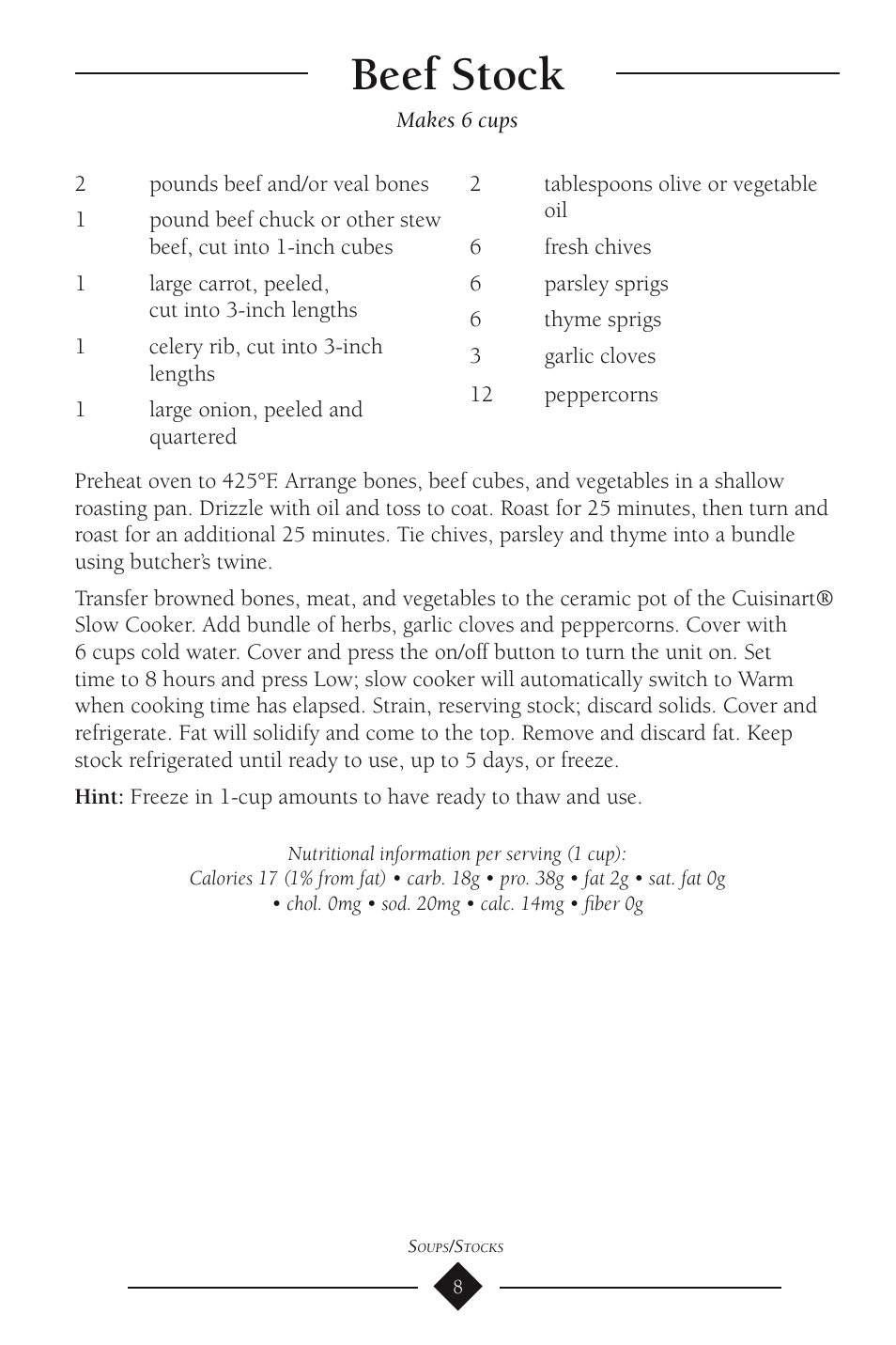 Beef stock | Cuisinart PSC-350 User Manual | Page 12 / 62