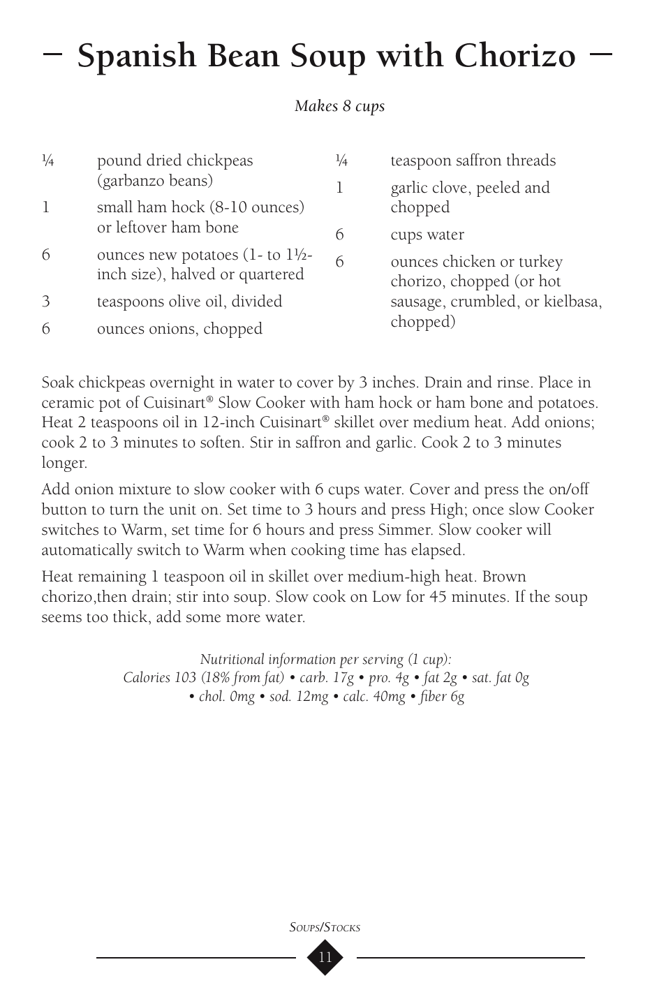 Spanish bean soup with chorizo | Cuisinart PSC-350 User Manual | Page 15 / 62