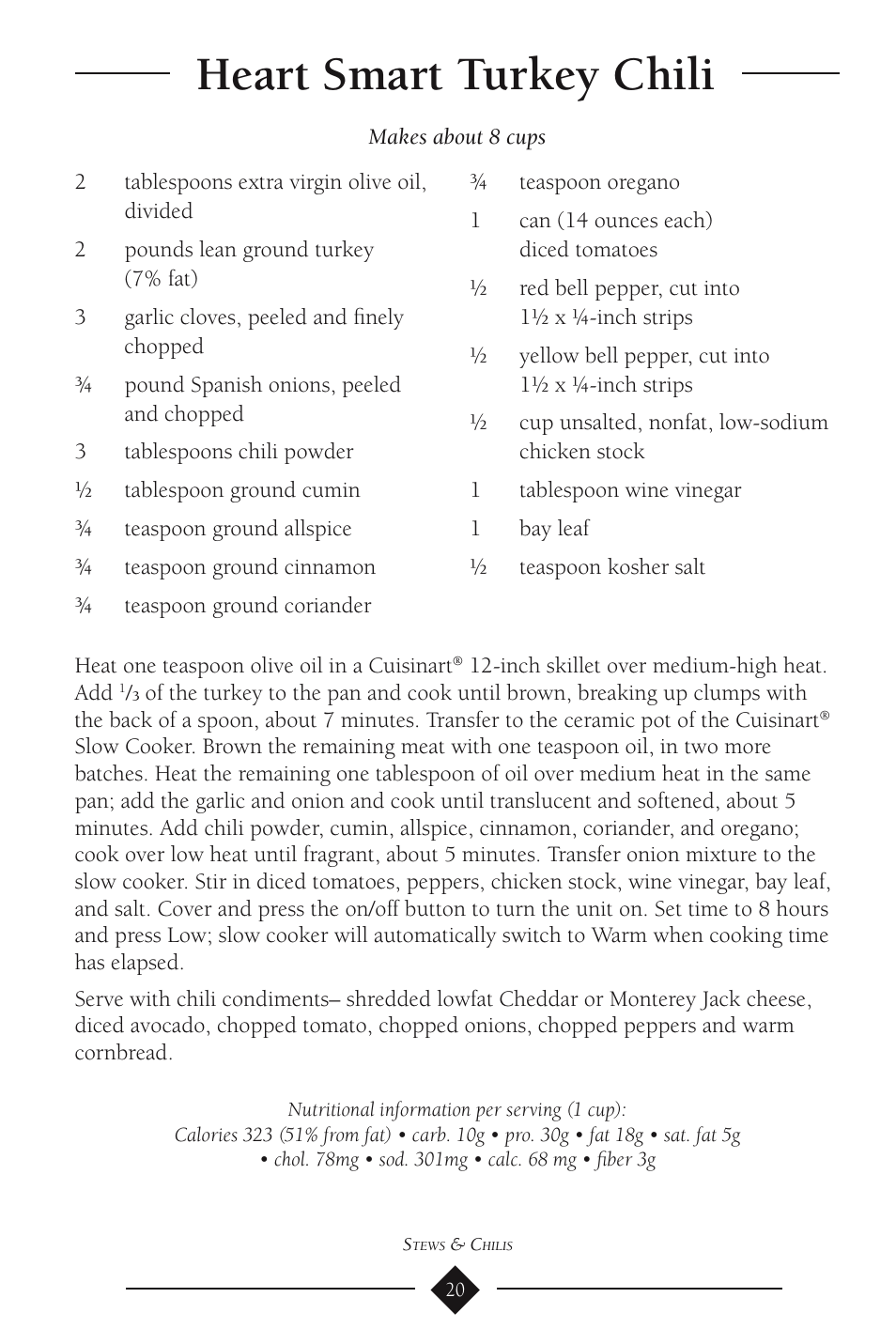 Heart smart turkey chili | Cuisinart PSC-350 User Manual | Page 24 / 62