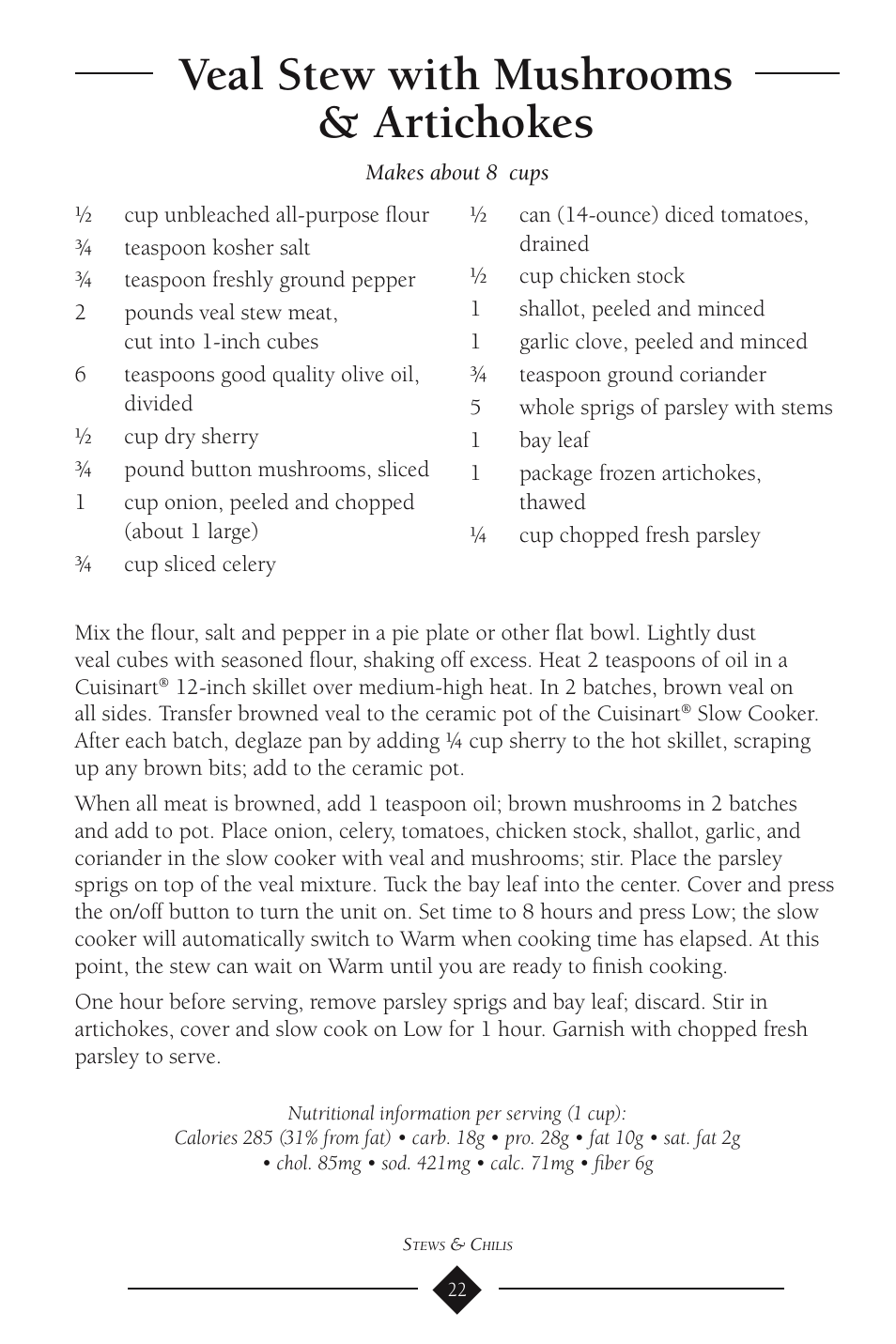 Veal stew with mushrooms & artichokes | Cuisinart PSC-350 User Manual | Page 26 / 62