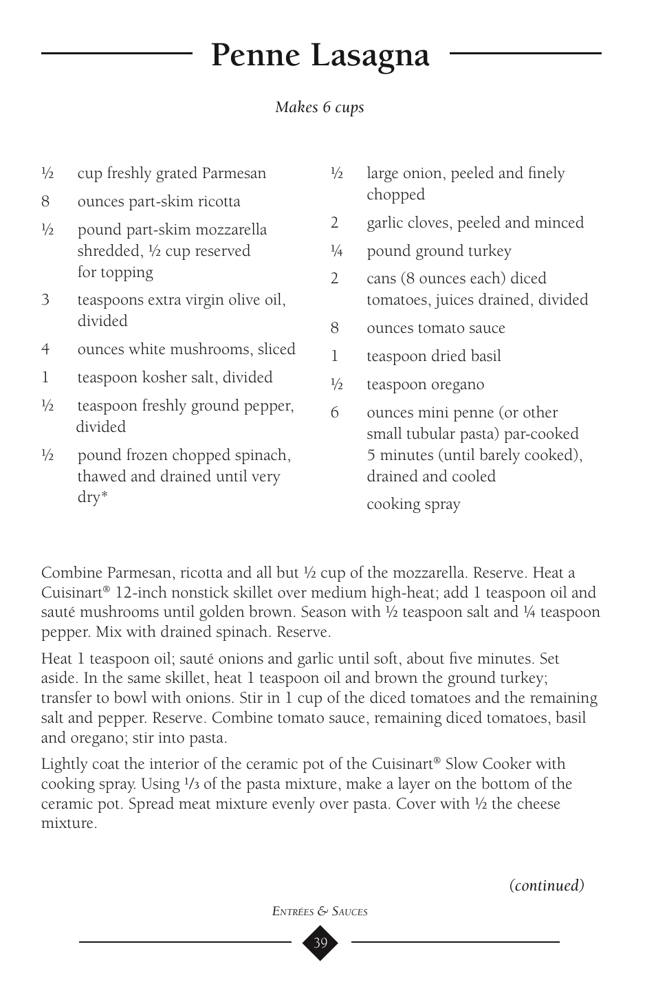 Penne lasagna | Cuisinart PSC-350 User Manual | Page 43 / 62