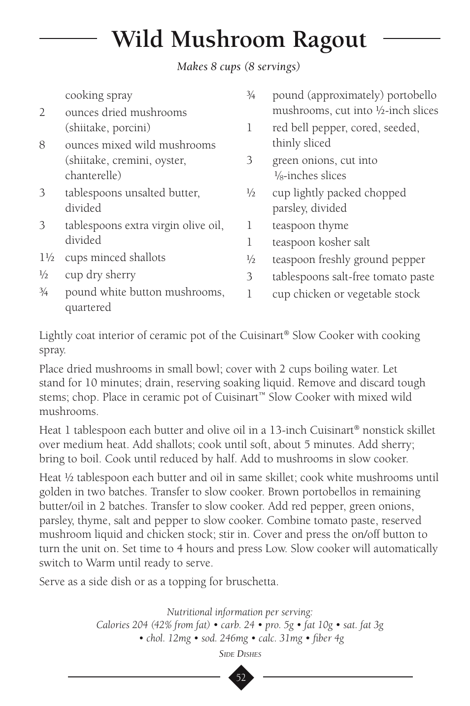 Wild mushroom ragout | Cuisinart PSC-350 User Manual | Page 56 / 62
