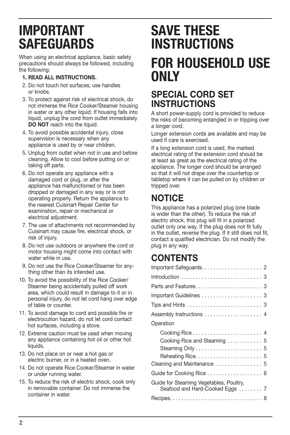 Cuisinart CRC-800 User Manual | Page 2 / 21