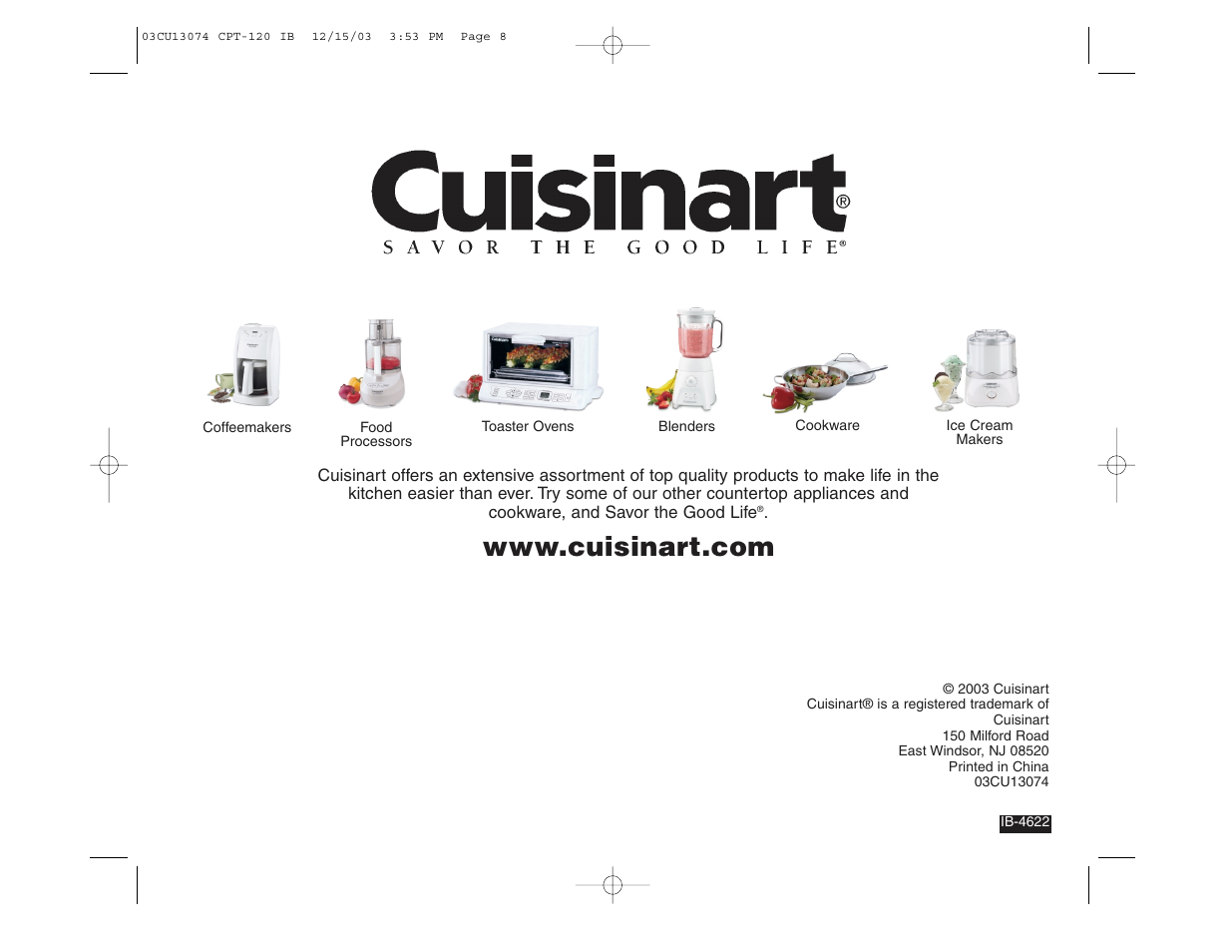 Cuisinart CPT-120 User Manual | Page 8 / 8