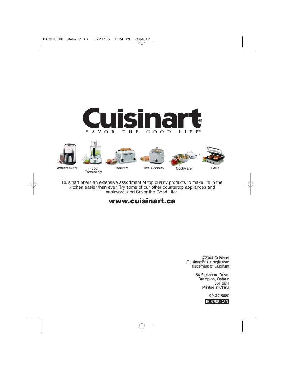 Cuisinart WAF-RC User Manual | Page 12 / 12