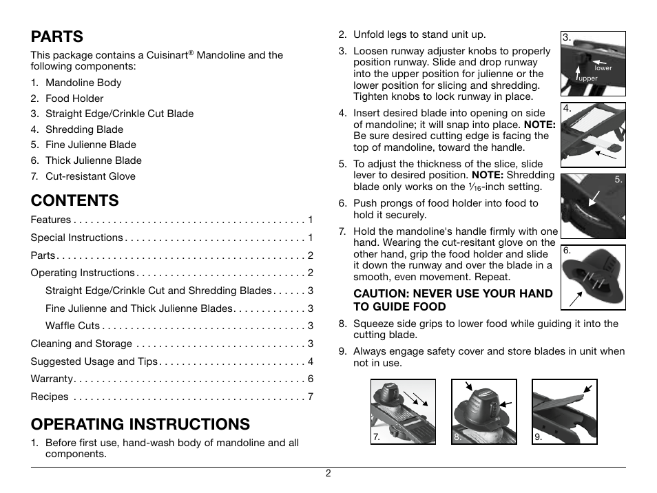 Cuisinart Mandoline CTG-00-MAN User Manual | Page 3 / 12