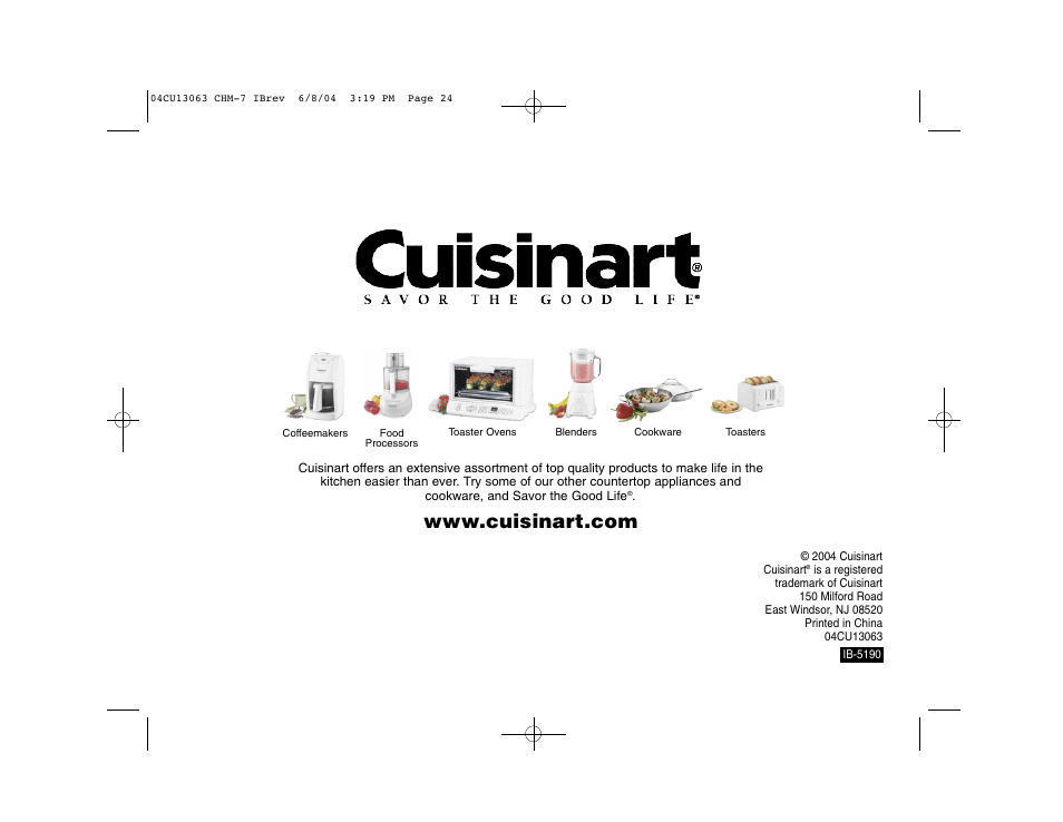 Cuisinart CHM-7 User Manual | Page 24 / 24
