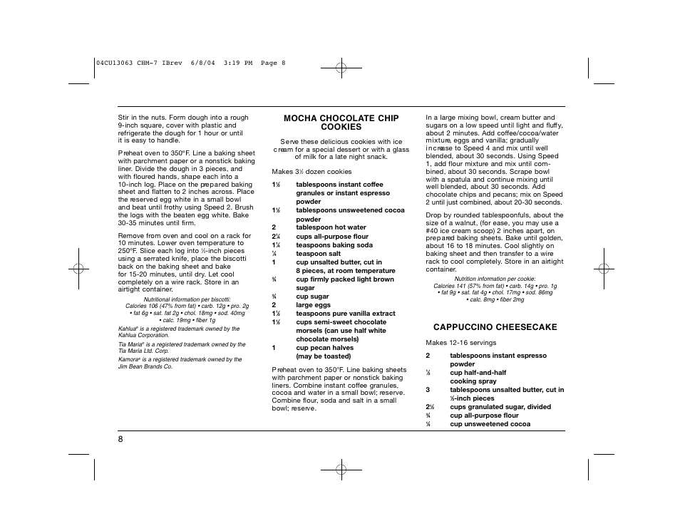Cappuccino cheesecake | Cuisinart CHM-7 User Manual | Page 8 / 24