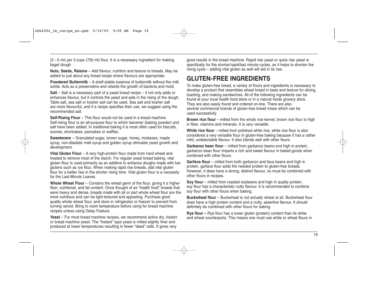 Gluten-free ingredients | Cuisinart CBK-200C User Manual | Page 19 / 114