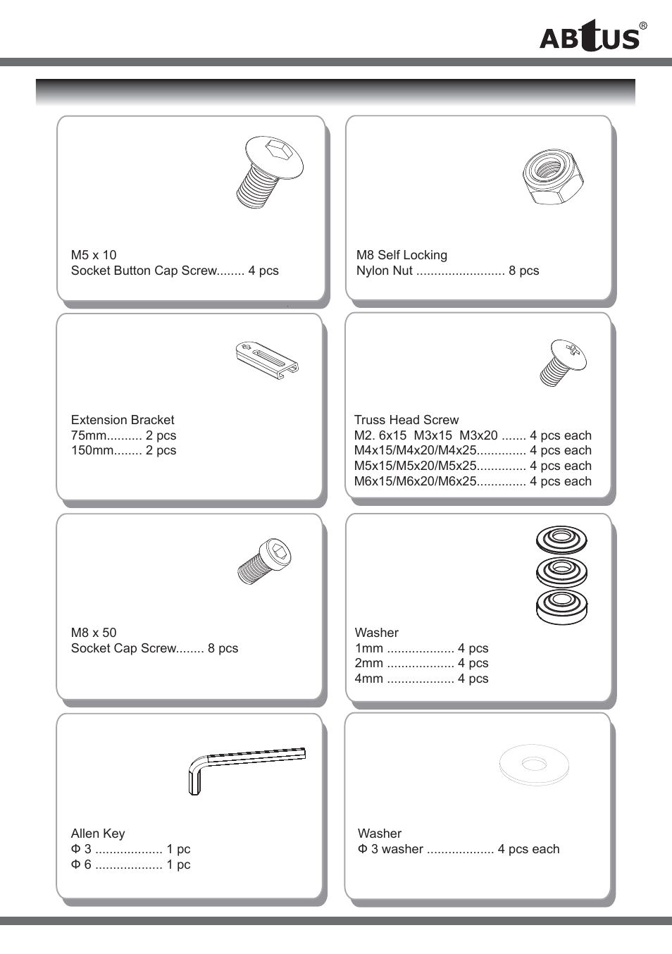 Component checklist | ABtUS AV813 User Manual | Page 7 / 12