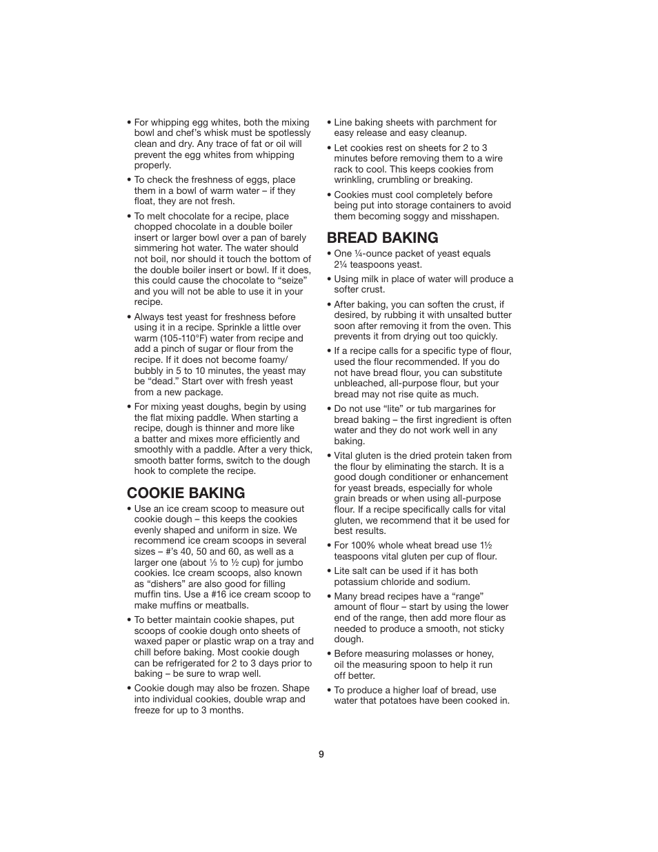 Cookie baking, Bread baking | Cuisinart SM-55 User Manual | Page 9 / 12