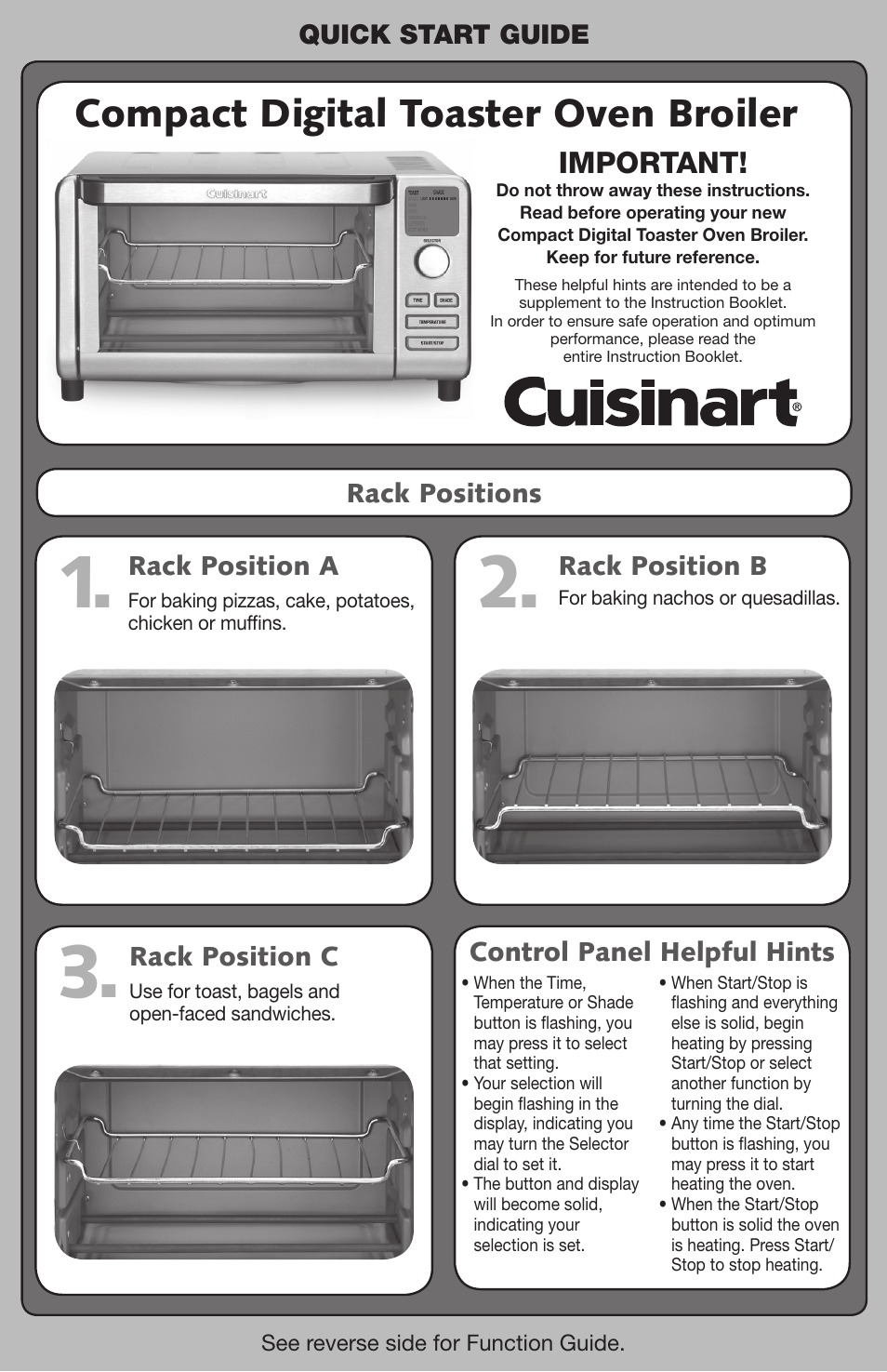 Cuisinart Compact Digital Toaster Oven Broiler PG-29942 User Manual | 2 pages