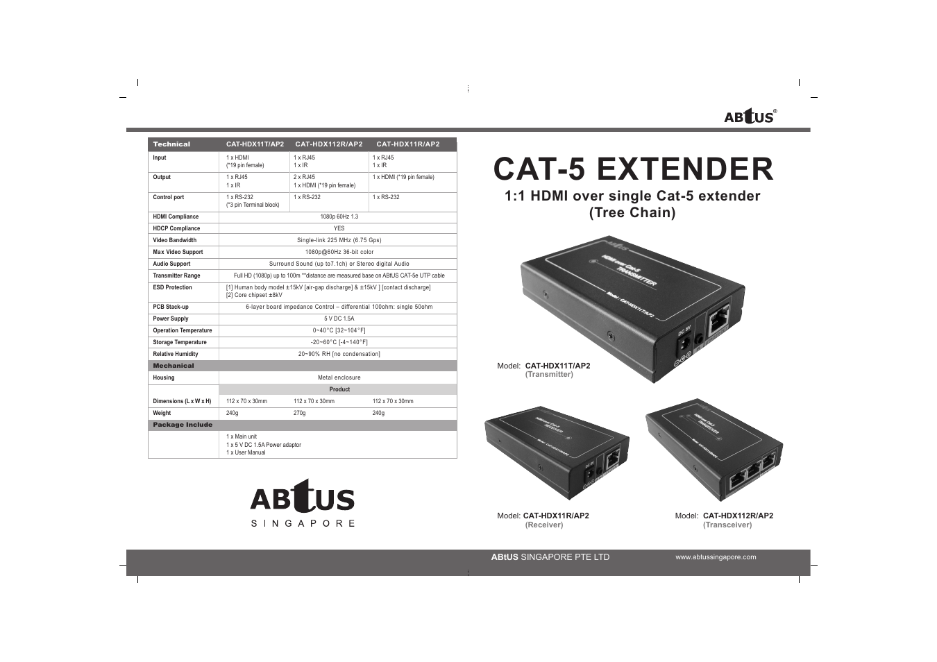 ABtUS CAT-HDX11T/AP2 User Manual | 2 pages