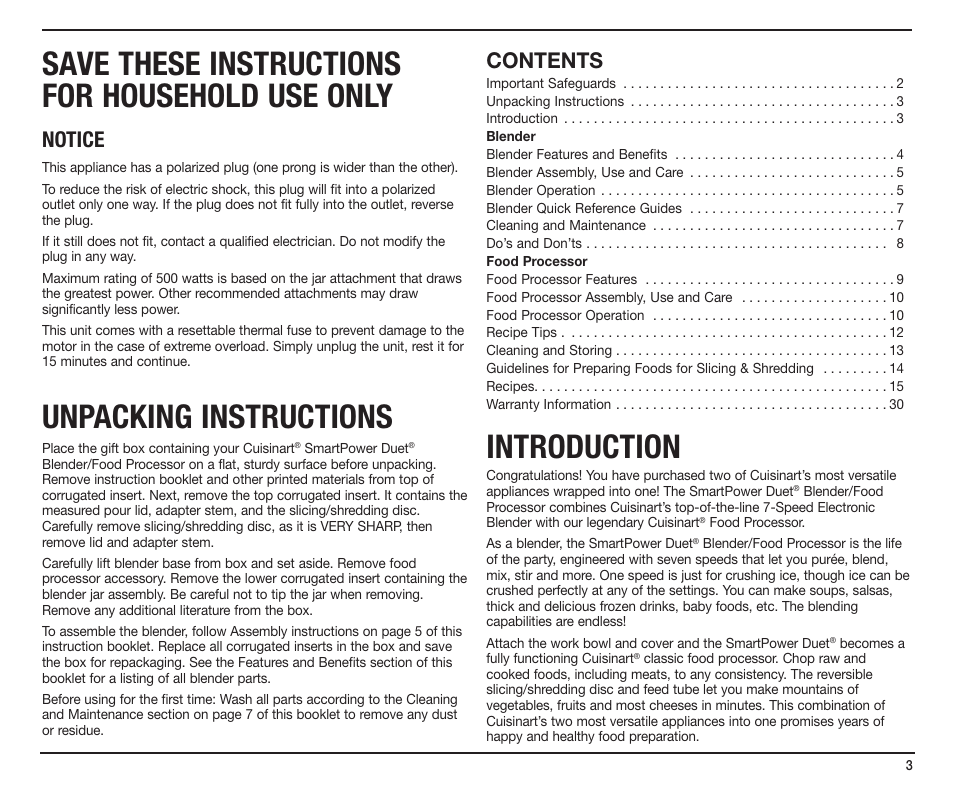 Cuisinart SmartPower Duet SMT0025IB-1-1 User Manual | Page 3 / 33