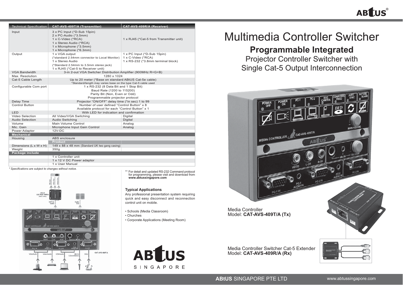 ABtUS CAT-AVS-409T/A User Manual | 2 pages