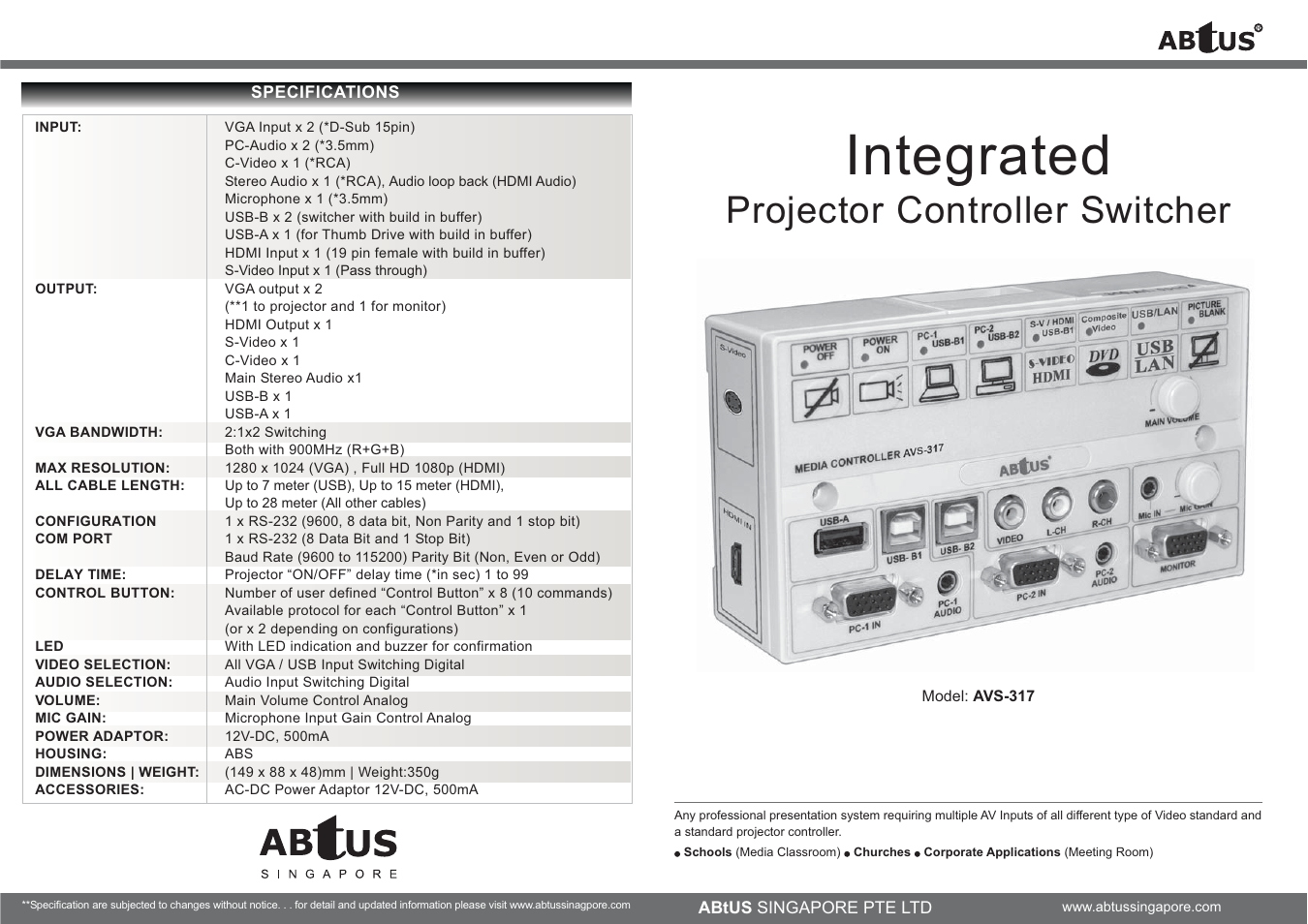 ABtUS AVS-317 User Manual | 2 pages