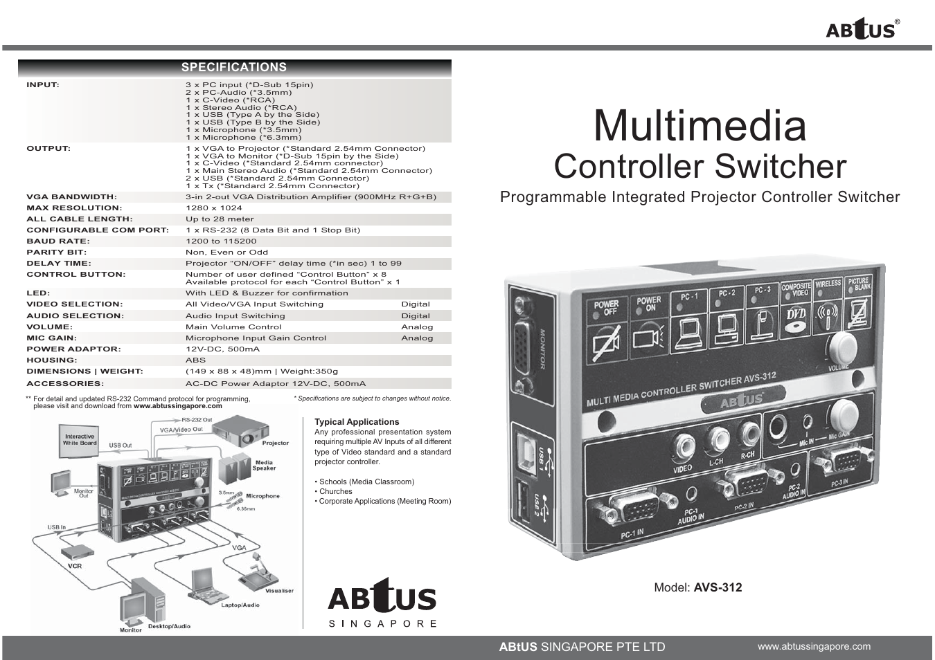 ABtUS AVS-312 User Manual | 2 pages