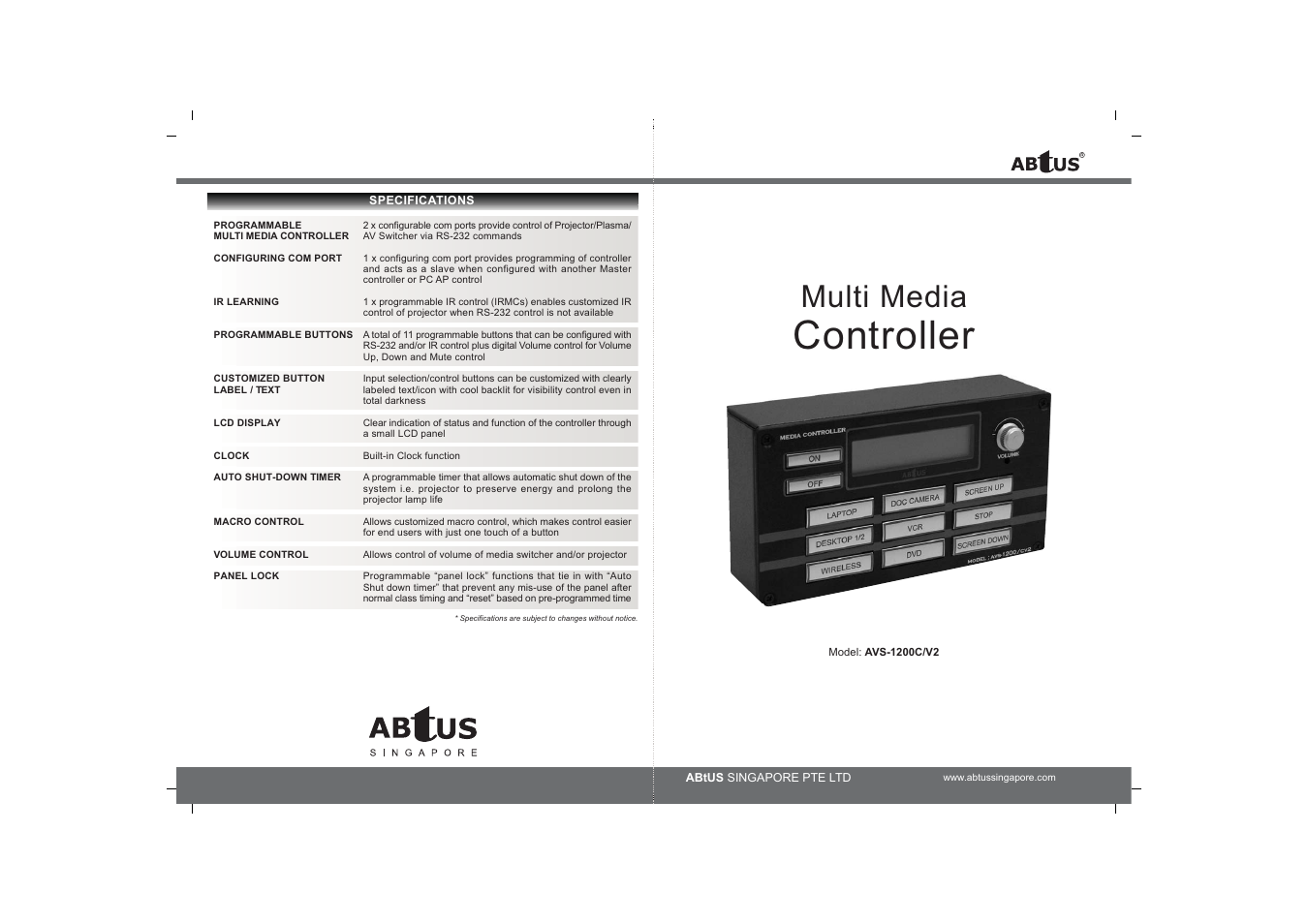ABtUS AVS-1200CV2 User Manual | 8 pages